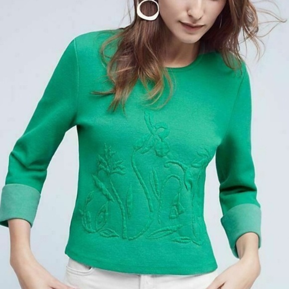 ANTHOPLOGIE / moth embossed garden pullover - Picture 2 of 5